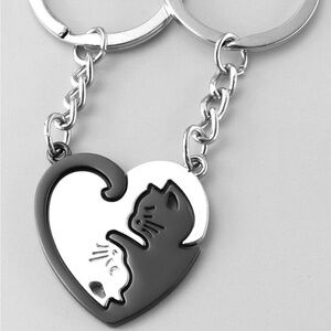 couple keychain (cat ,heart )
